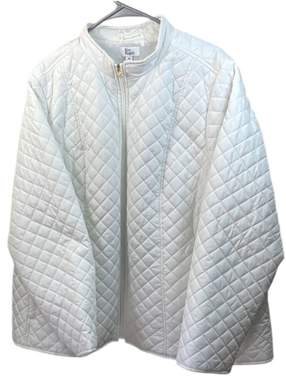 Kim Rogers White Quilted Full Zip Lightweight Jacket NEW Womens 3XL